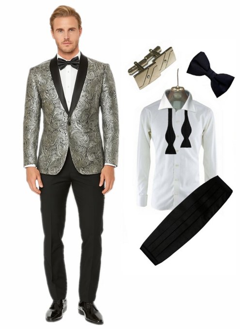 Danner Jacket als Smoking Anzug in Barock oder Paisley Muster für Gala und Hochzeit
