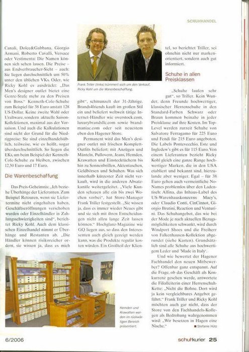 Schuhkurier Outlet für Herrenbekleidung in HAgen