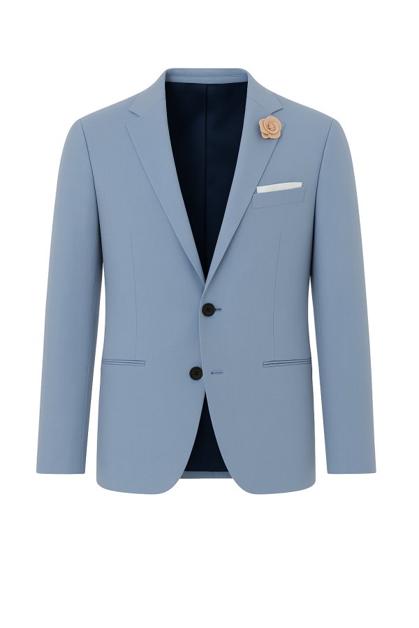 Hochzeitsanzug in eisblau für Boho 2026