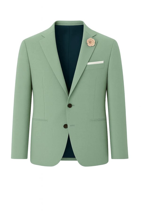 Hochzeitsanzug in salbeigrün für den Bräutigam in 2026