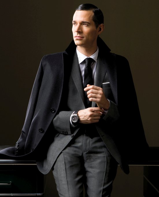 Herren Wollmantel mit Business Anzug aus Schurwolle