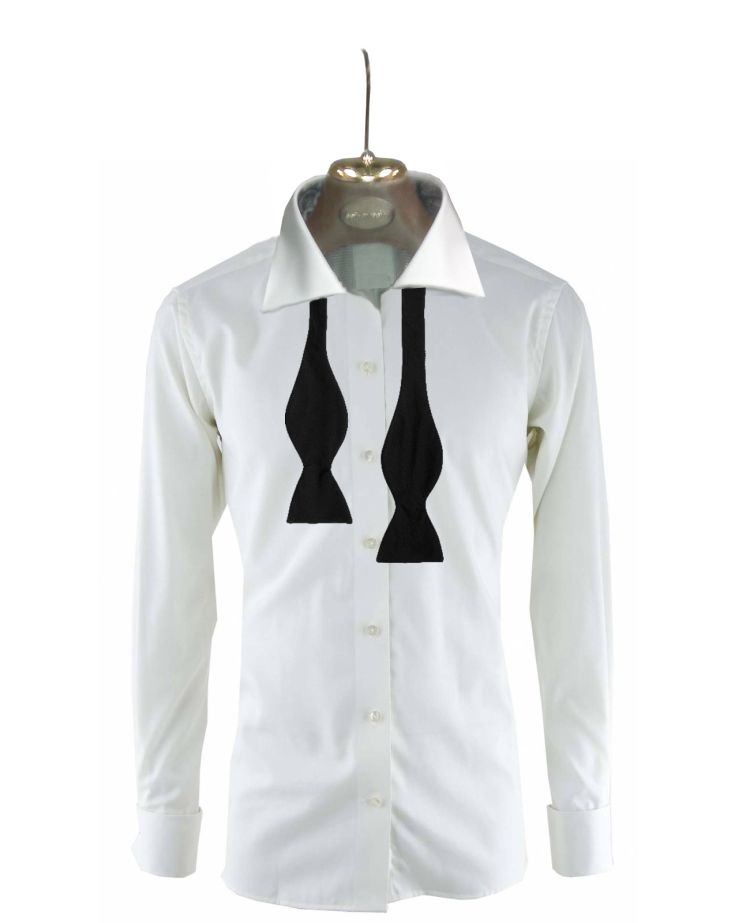 Smokinghemd weiss mit ungebundener Schleife