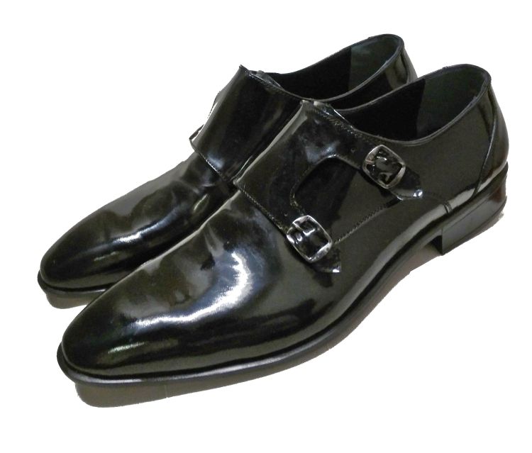 Monk Lederschuhe in Lack Version und Doppelschließe - made in Italy -