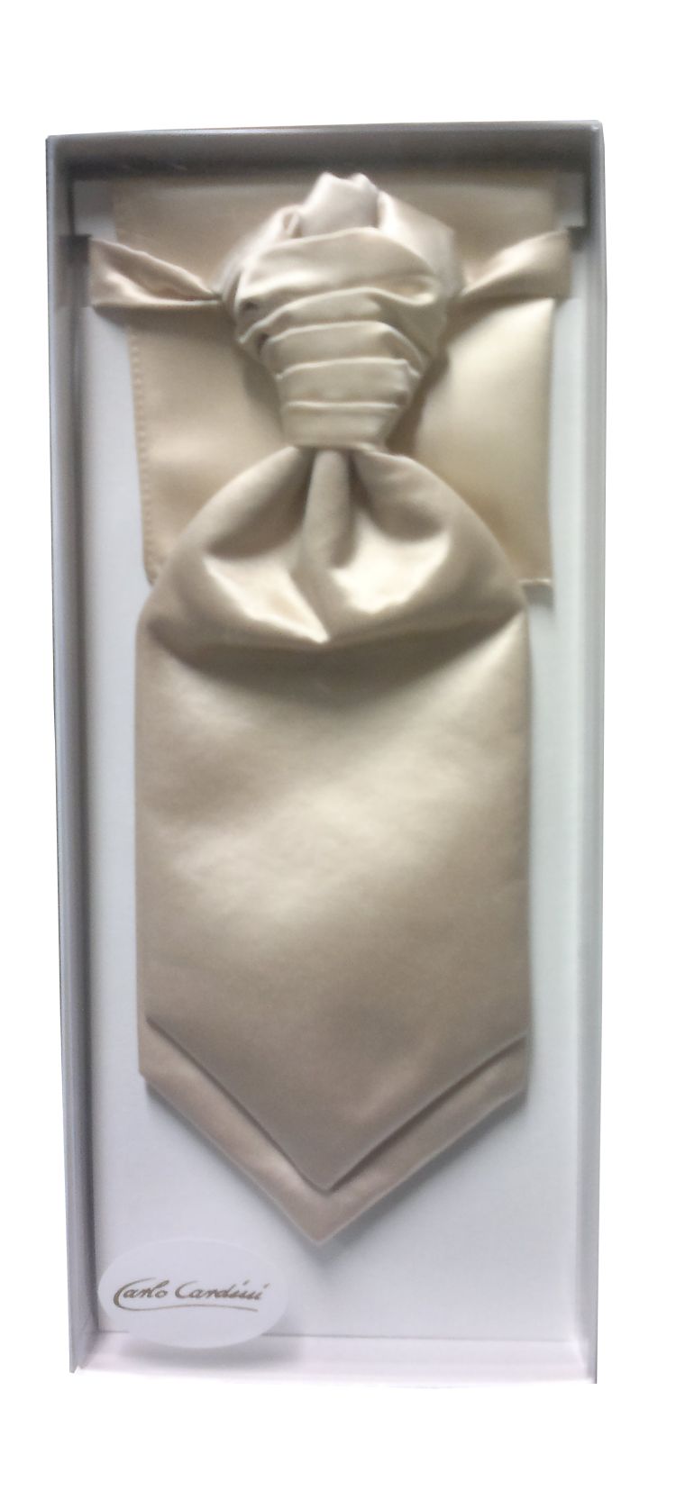 Plastron in creme im Set mit Hochzeitsweste und Einstecktuch