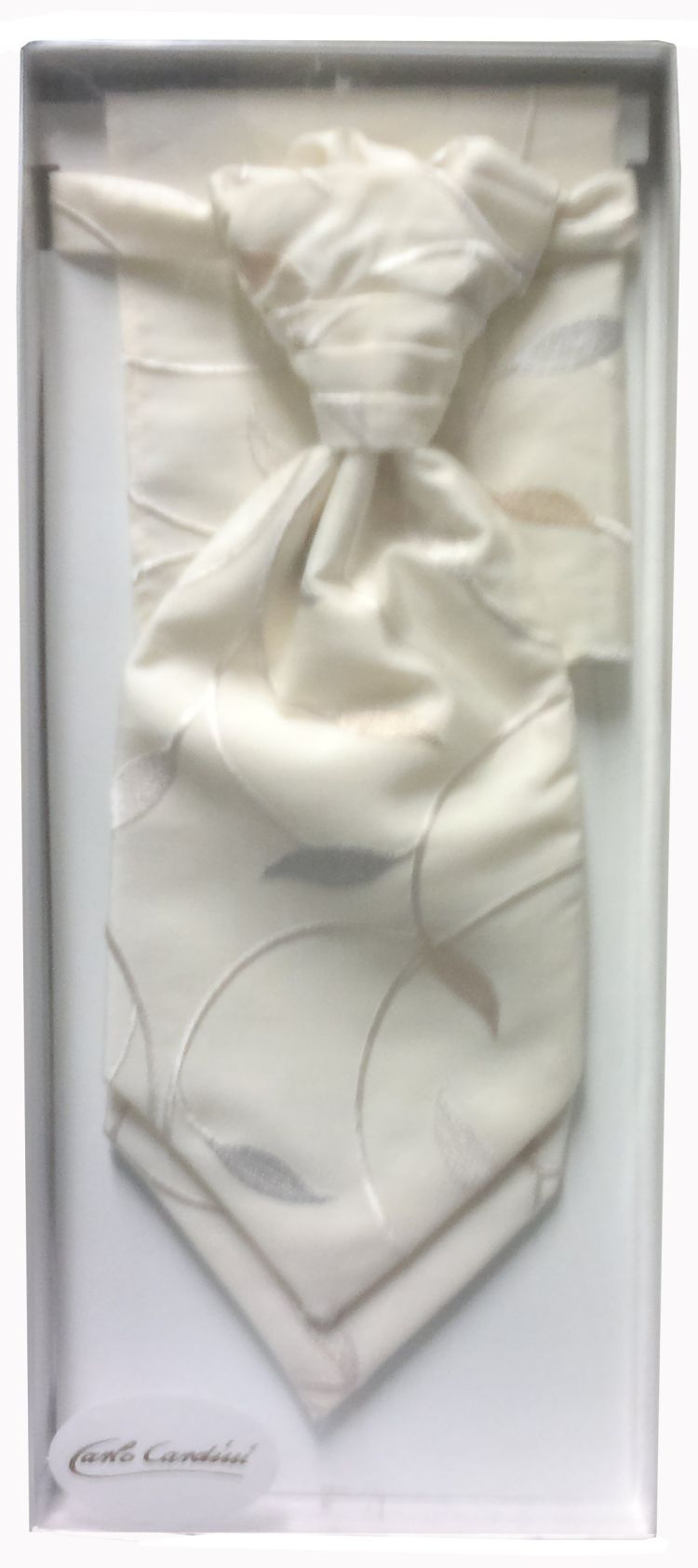 Plastron elfenbein Struktur im Set mit Hochzeitsweste und Einstecktuch