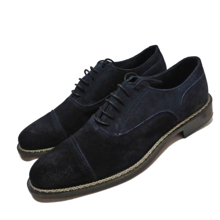 Blaue Wildlederschuhe rahmengenäht in Italien